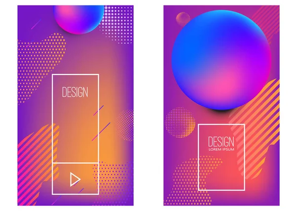 Ensemble Gabarits Conception Bannières Avec Des Formes Abstraites Gradient Vibrant — Image vectorielle