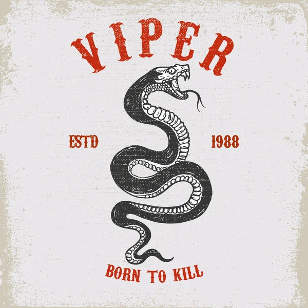 Vipera Serpente Illustrazione Sfondo Grunge Elemento Design Poster Card Shirt — Vettoriale Stock