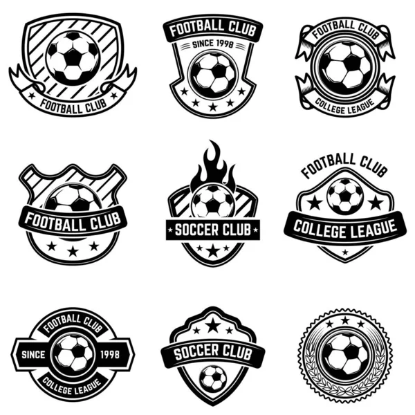 Emblemas Del Club Fútbol Sobre Fondo Blanco Insignias Fútbol Elemento — Vector de stock