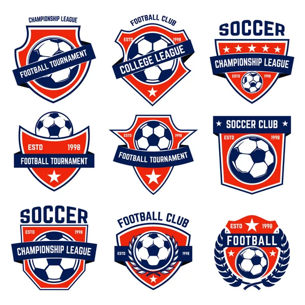 Futbol Futbol Amblemler Kümesi Logo Amblem Etiket Işareti Için Öğe — Stok Vektör