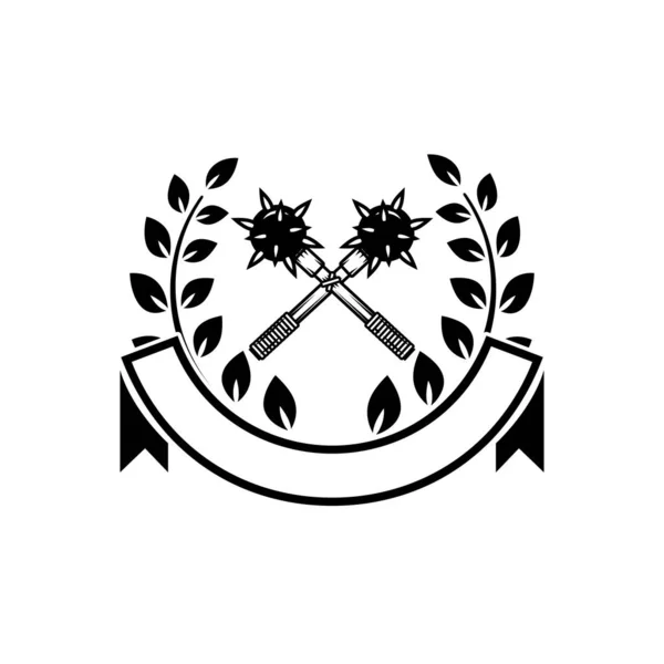 Plantilla Emblema Con Mazas Cruzadas Elemento Diseño Para Logotipo Etiqueta — Archivo Imágenes Vectoriales