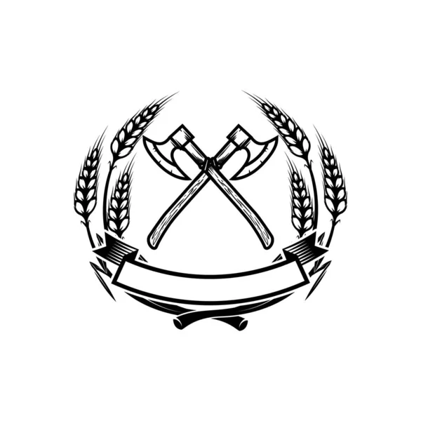 Έμβλημα Πρότυπο Σταυρωτά Τσεκούρια Στοιχείο Για Λογότυπο Σήμα Έμβλημα Σύμβολο — Διανυσματικό Αρχείο