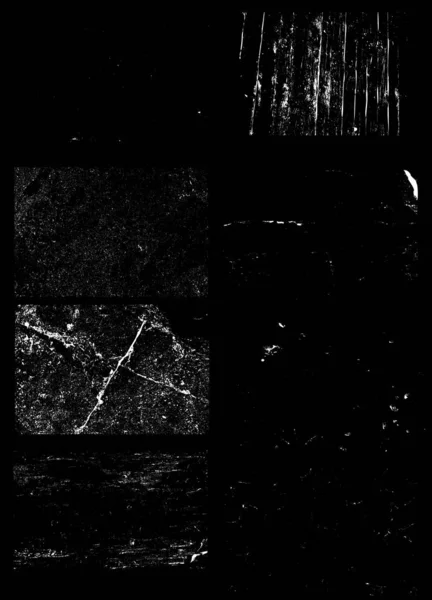 Ensemble Textures Grunge Isolées Sur Fond Noir Elément Design Pour — Image vectorielle
