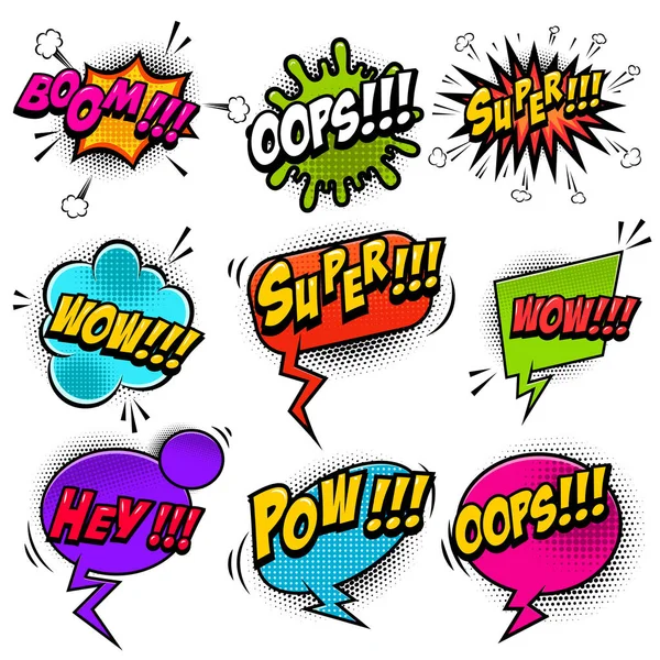 Set Comic Style Speech Bubbles Sound Text Effects Design Elements — Stock Vector