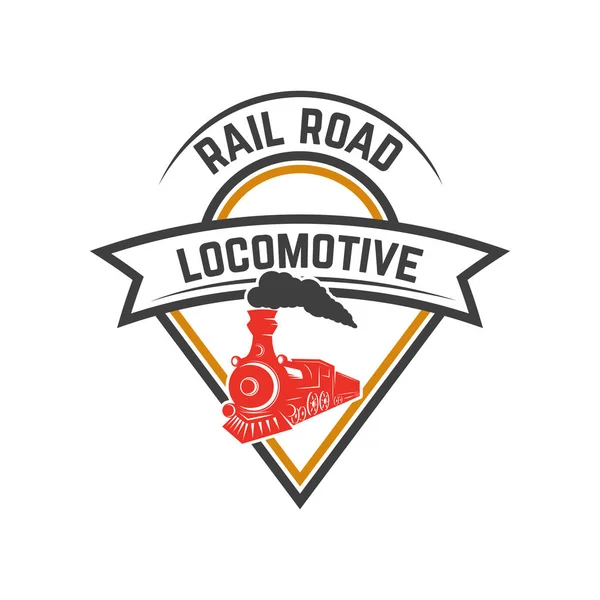 Modèle Emblème Avec Train Rétro Chemin Fer Locomotive Élément Design — Image vectorielle