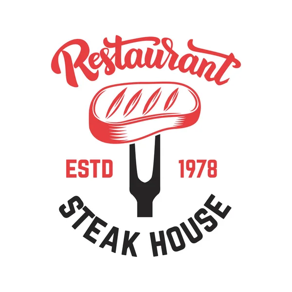 Una Steak House Carne Tagliata Fenditure Incrociate Elemento Design Logo — Vettoriale Stock