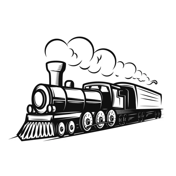 Ilustração Trem Retrô Isolado Fundo Branco Elemento Design Para Logotipo — Vetor de Stock