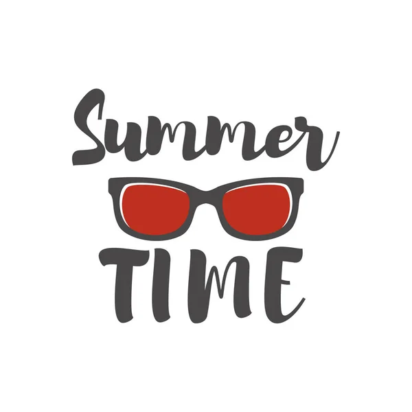 Hora Verão Frase Letras Com Ilustração Vidro Solar Elemento Design — Vetor de Stock