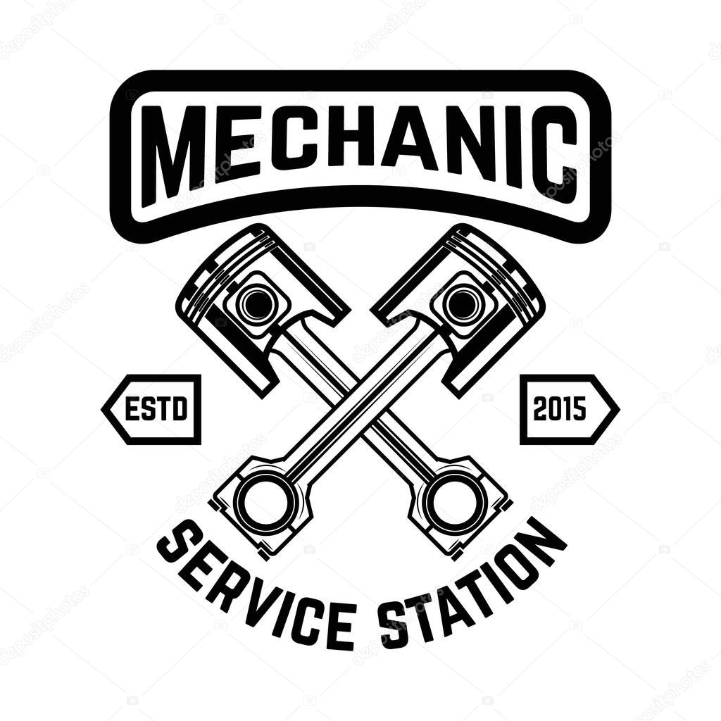 Auto service. Service station. Car repair. Design element for logo, label, emblem, sign. Vector illustration