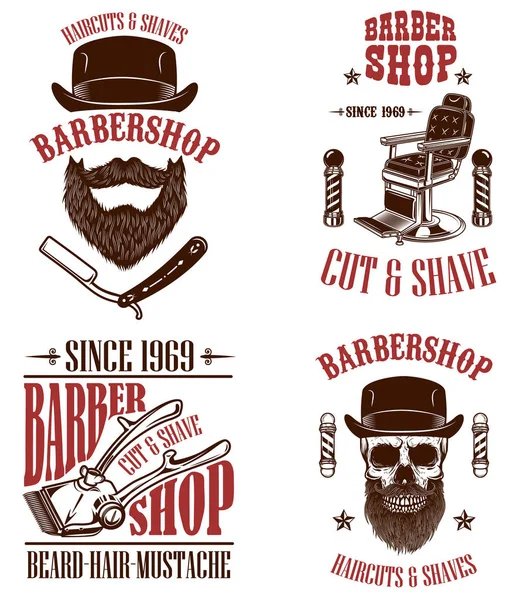 Conjunto Emblemas Barbearia Vintage Emblemas Elementos Design Para Logotipo Rótulo — Fotografia de Stock
