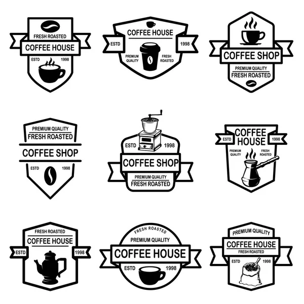 Emblémák Kávézó Készlet Design Elemek Logo Címke Jelet Jelvény Vektoros — Stock Fotó