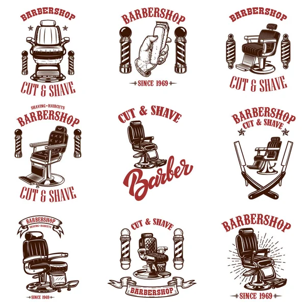 Set of vintage barber shop emblems, badges and design elements.  for logo, label, sign. Vector illustration