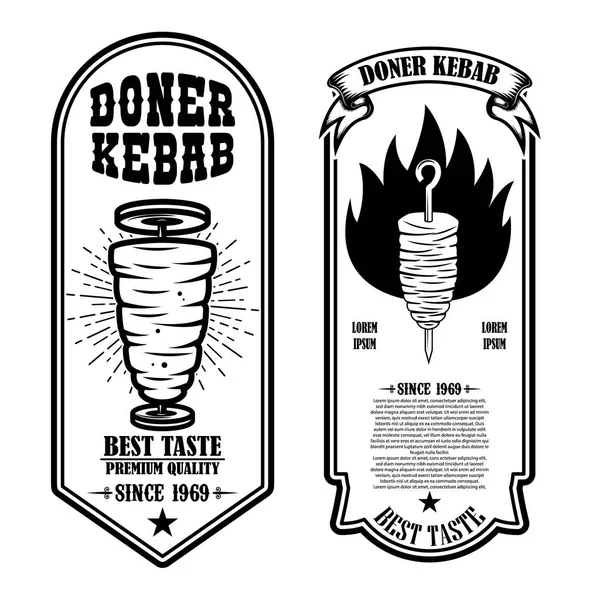 Set Plantillas Vintage Doner Kebab Flyer Elemento Diseño Para Logotipo — Foto de Stock