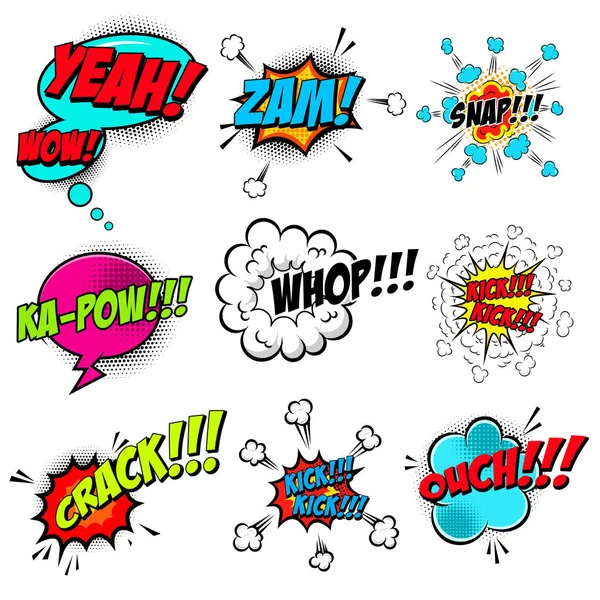 Set Comic Style Speech Bubbles Sound Text Effects Design Element — Stock Photo, Image