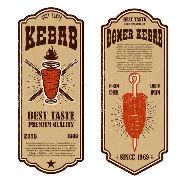 Uppsättning Vintage Doner Kebab Flygblad Mallar Designelement För Logotyp Etikett — Stock vektor
