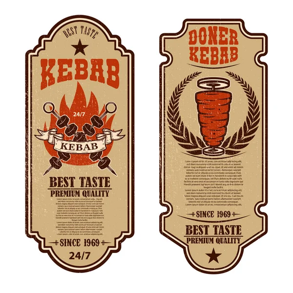 Uppsättning Vintage Doner Kebab Flygblad Mallar Designelement För Logotyp Etikett — Stock vektor