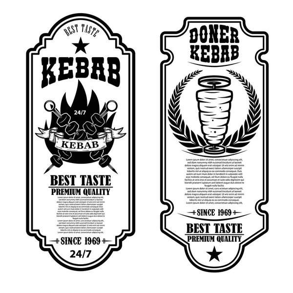 Set Plantillas Vintage Doner Kebab Flyer Elemento Diseño Para Logotipo — Vector de stock