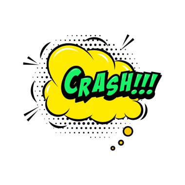 Kaza! Çizgi roman tarzı ifade ile konuşma balonu. Vektör çizim