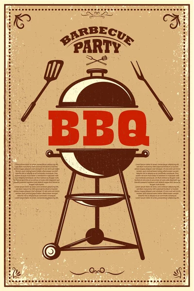 Cartel Fiesta Bbq Barbacoa Parrilla Elemento Diseño Para Tarjeta Banner — Archivo Imágenes Vectoriales