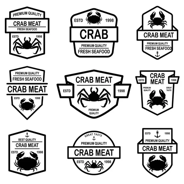 Seperangkat Daging Kepiting Emblem Unsur Desain Untuk Logo Label Tanda - Stok Vektor