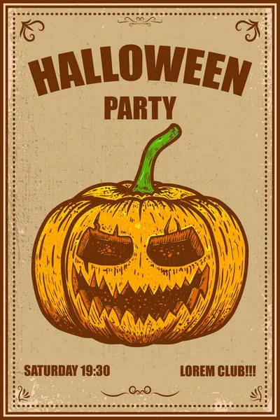Affiche Fête Halloween Avec Citrouille Illustration Vectorielle — Image vectorielle