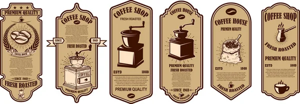 Ensemble Modèles Dépliants Café Vintage Eléments Design Pour Logo Étiquette — Image vectorielle