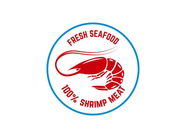 Pesce Fresco Modello Emblema Con Gamberetti Elemento Design Logo Etichetta — Vettoriale Stock