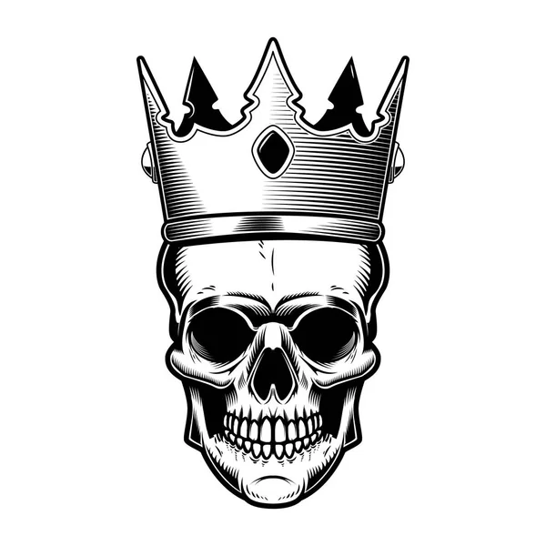 Cráneo Con Corona Rey Elemento Diseño Para Póster Emblema Signo — Vector de stock