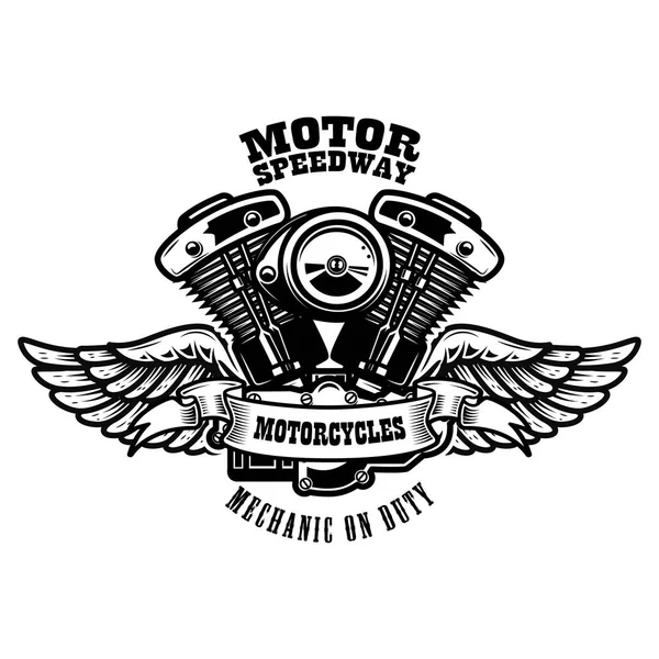 Emblem Template Winged Motorcycle Motor Design Element Poster Logo Label — Stock Vector