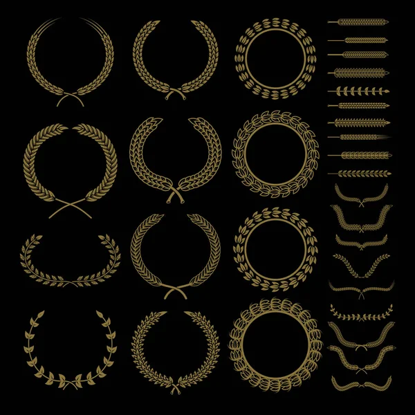 Conjunto Coroas Ramos Vetoriais Elementos Design Para Logotipo Rótulo Emblema —  Vetores de Stock
