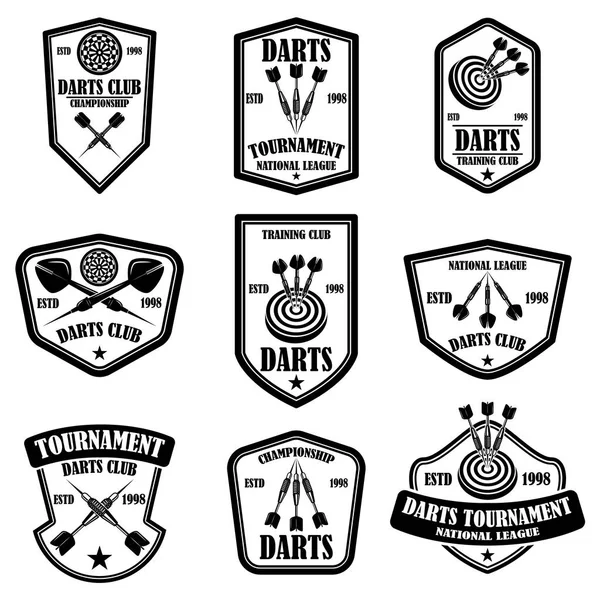 Vorlagen für Darts-Club-Labels. Gestaltungselement für Logo, Etikett, Schild, Plakat, T-Shirt. — Stockvektor