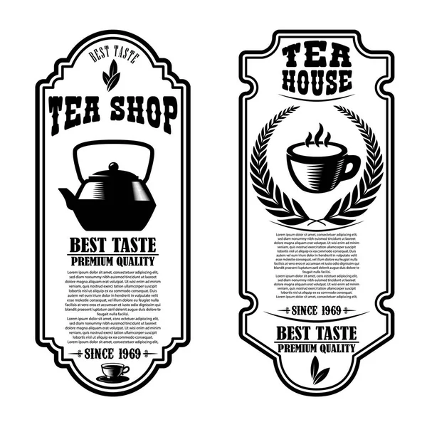 Conjunto de plantillas de folleto de casa de té. Elemento de diseño para logotipo, etiqueta, signo, cartel . — Vector de stock