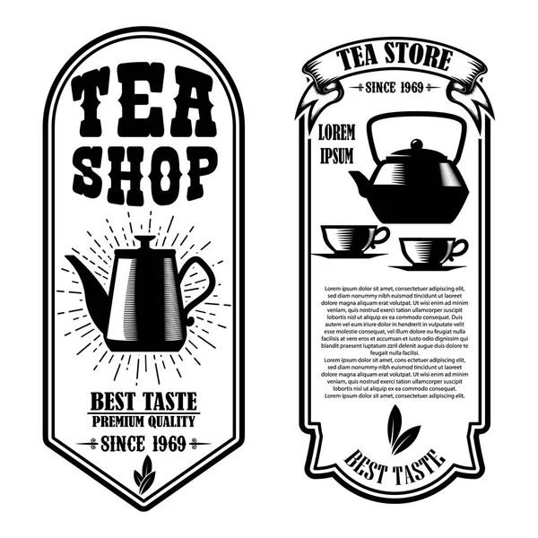 Volante de la tienda de té. Elemento de diseño para logotipo, etiqueta, signo, cartel, pancarta . — Vector de stock