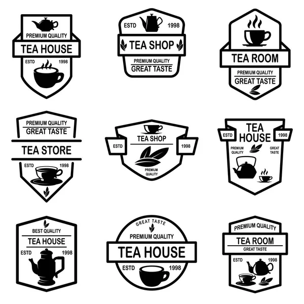 Teehaus-Etiketten. Gestaltungselement für Logo, Emblem, Schild, Plakat. — Stockvektor