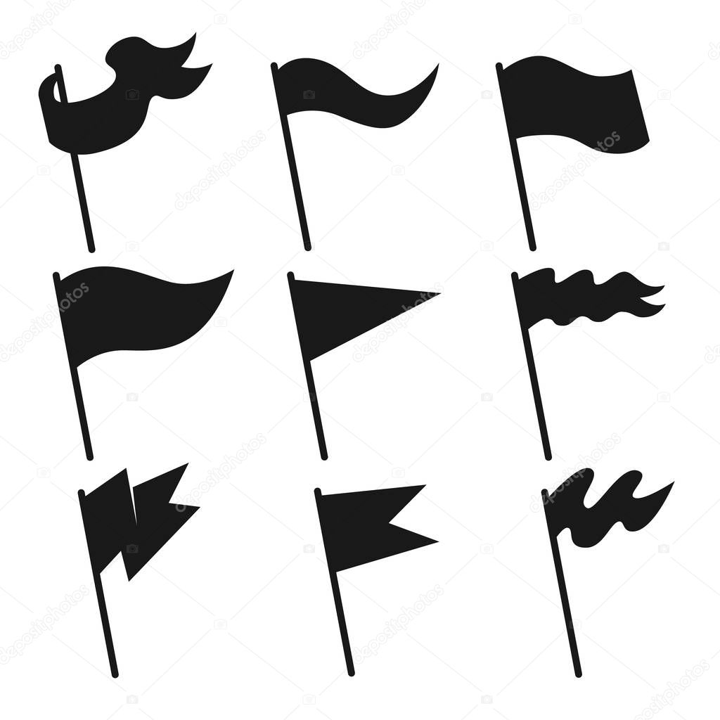 Set of vintage flag icons. Design element for poster, logo, label, sign. Vector illustration
