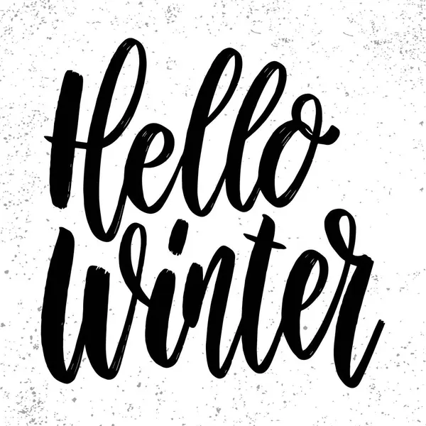 Γεια σου χειμώνα. Γραμματική φράση στο φόντο grunge. Στοιχείο σχεδιασμού για αφίσα, κάρτα, banner. — Διανυσματικό Αρχείο