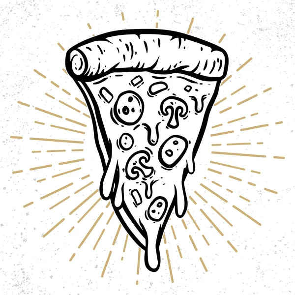 Handgezeichnete Illustration der Pizza. Gestaltungselement für Plakat, Schild, T-Shirt. — Stockvektor