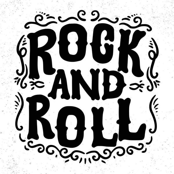 Rock and roll. lettering frase para cartão de saudação, convite, banner, cartão postal, web, modelo de cartaz . — Vetor de Stock