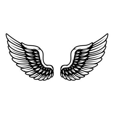 Wings in tattoo style isolated on white background. Design element for poster, t shit, card, emblem, sign, badge. Vector illustration