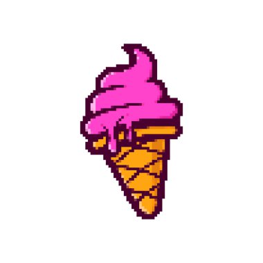 Beyaz arka planda izole edilmiş pikselli dondurma. Vektör illüstrasyonu