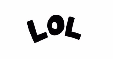 LOL kelimesinin el çizimi animasyonu. Resim biçiminde kare kare canlandırma.