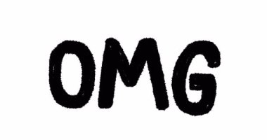 OMG kelimesinin el yapımı animasyonu. Resim biçiminde kare kare canlandırma.