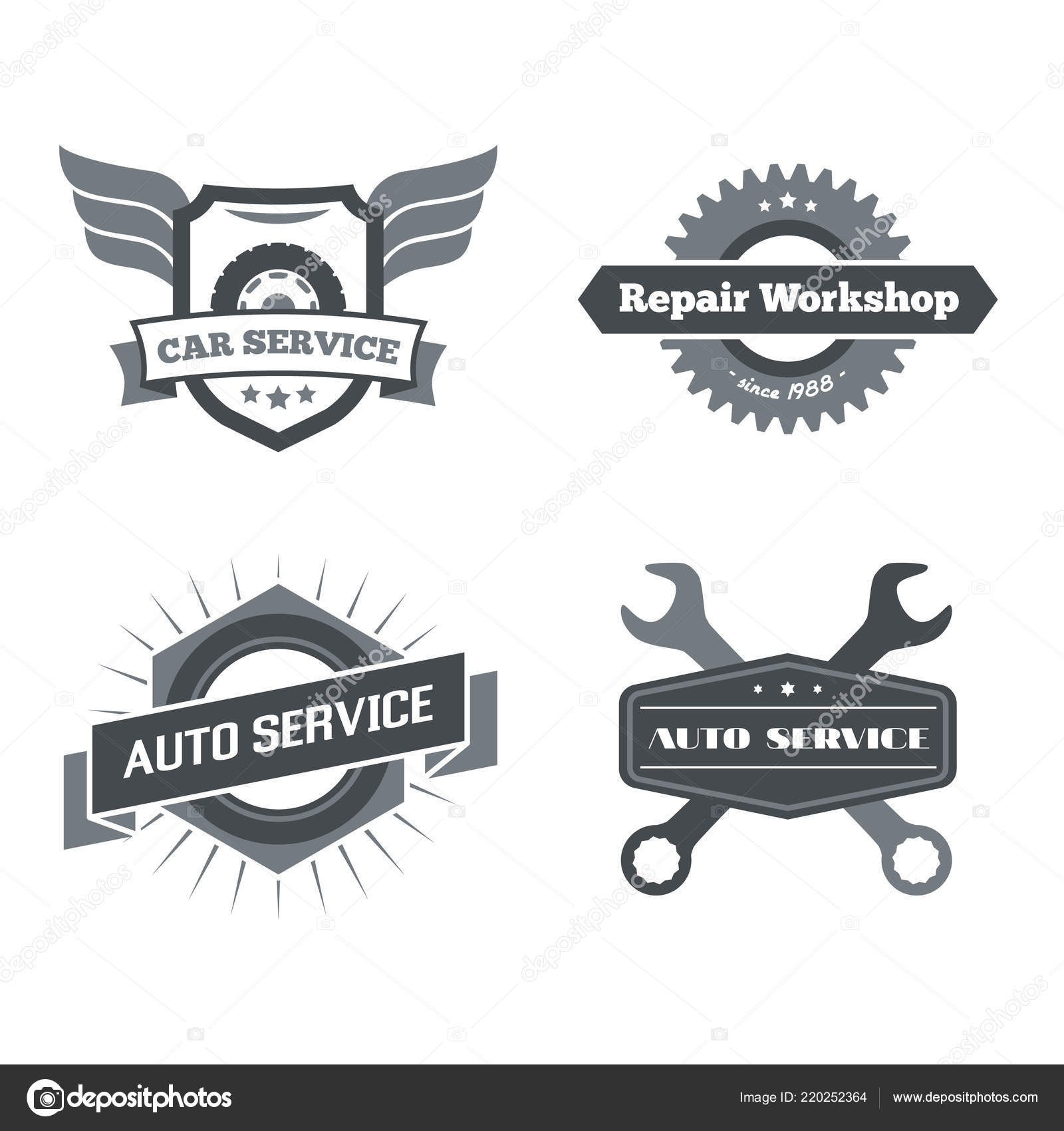 Set of logotypes for mechanic, garage, car repair, service Stock Vector ...