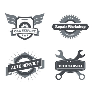 Logotype için mekanik, garaj, araç tamir, hizmet kümesi