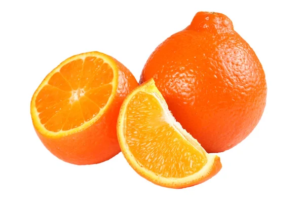 Orange tangerine or mandarin with slices isolated on white background — Stock Photo, Image