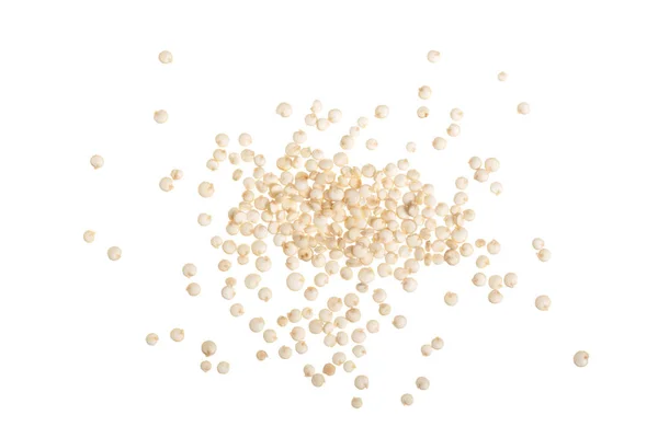 Sementes de quinoa branca isoladas em fundo branco. Vista superior — Fotografia de Stock