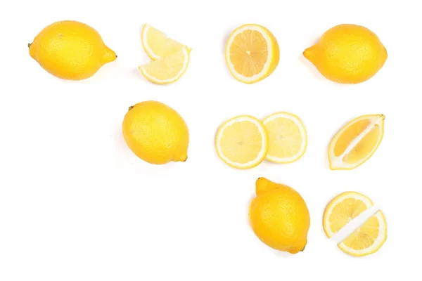 Lemon isolated on white background. Seamless pattern with fruits with copy space for your text. . Top view. Flat lay — Stock Photo, Image