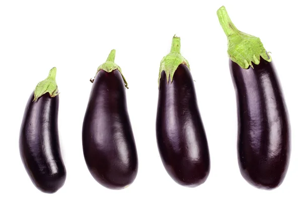 Aubergine ou aubergine isolée sur fond blanc. Vue de dessus. Modèle de pose plat — Photo