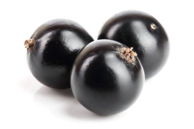 Beyaz arka plan üzerinde izole üç siyah frenk üzümü
