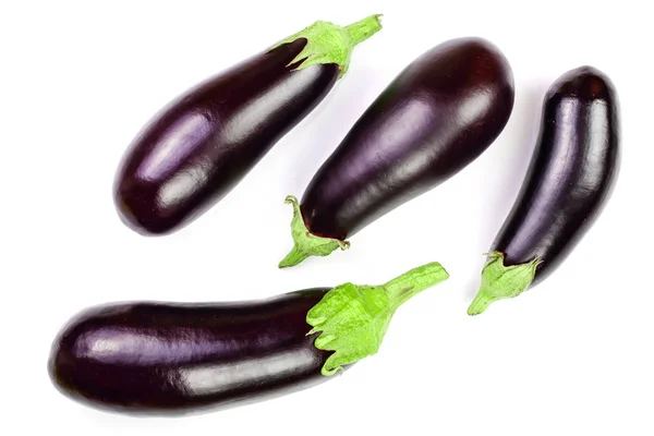 Aubergine eller Äggplanta aubergine isolerad på vit bakgrund. Ovanifrån. Lägenheten låg mönster — Stockfoto